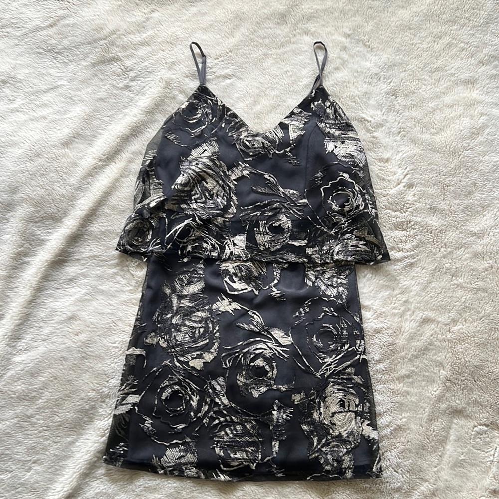 Black beautiful mini dress with rose design